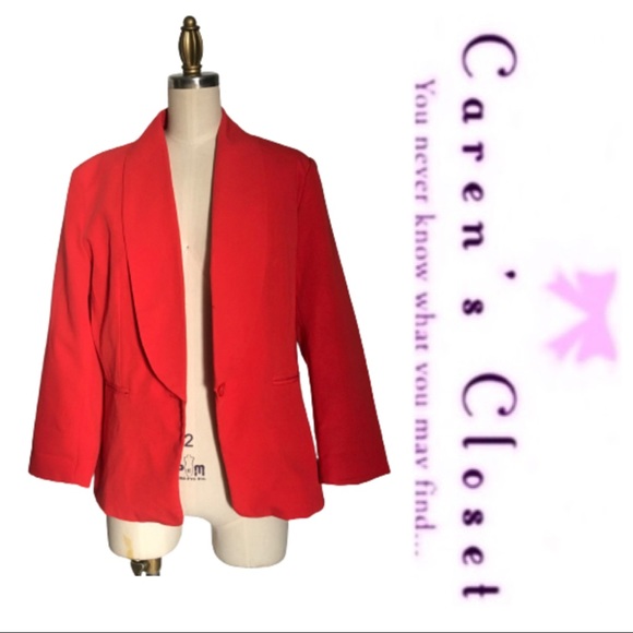 Cynthia Rowley Bright Orange & Print Lined Blazer Jacket - Picture 6 of 8